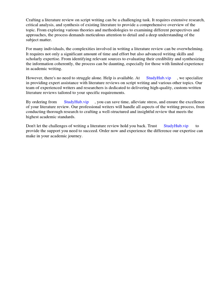 Literature Review On Script Writing | PDF | Literature Review | Thesis