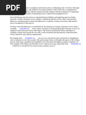 Free Literature Review on Employee Motivation