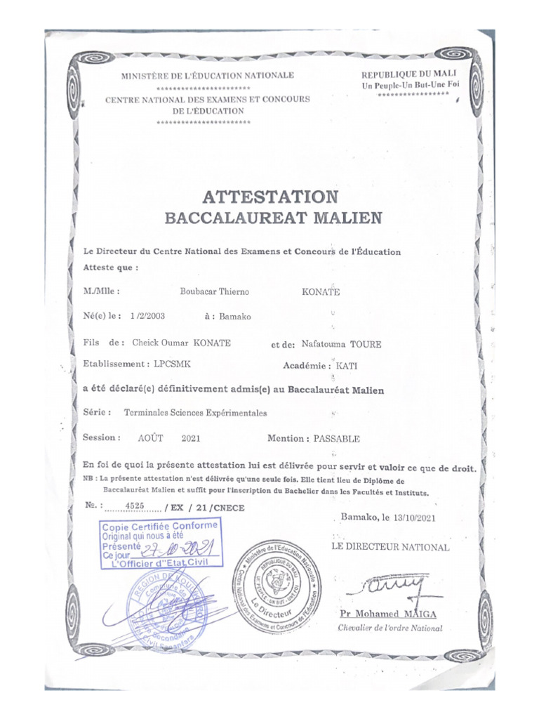 Attestation 1 | PDF