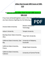 List of US Universities That Accept GRE Score of 300-310