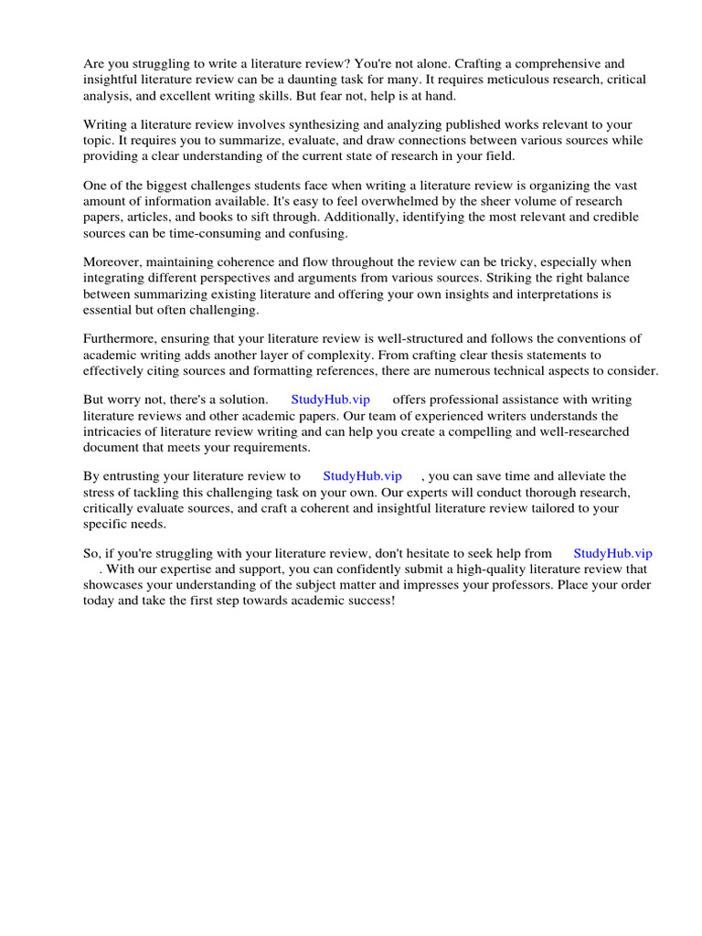How To Write A Literature Review For Dummies Download Free PDF Apa