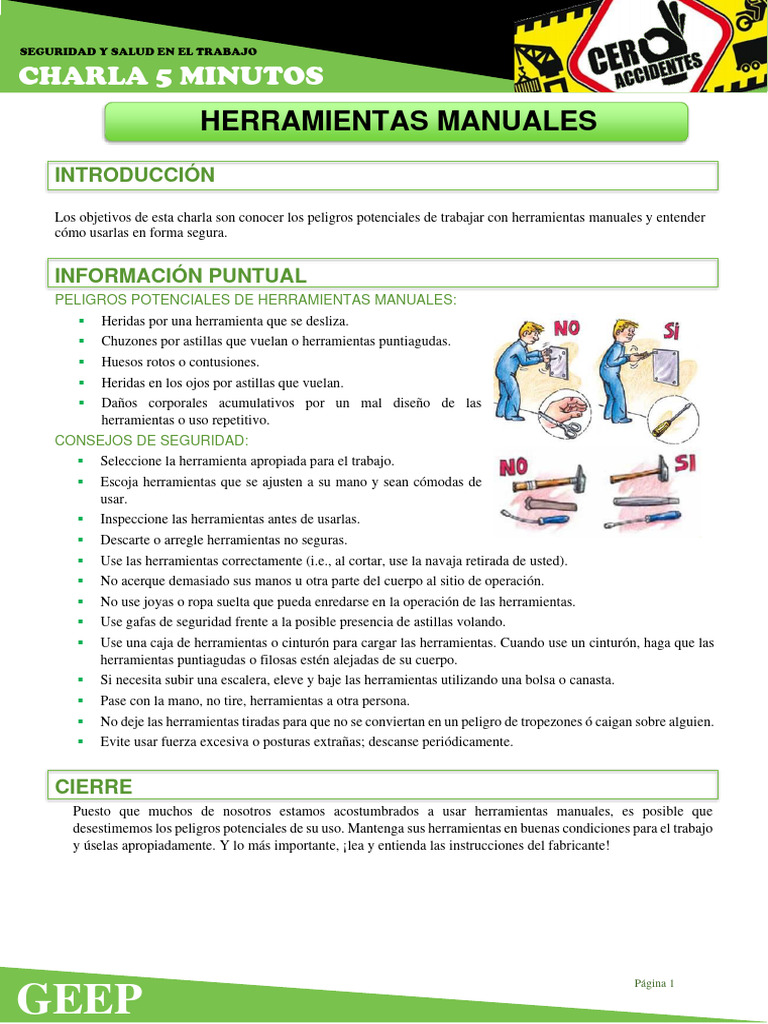 Seguridad en el Uso de Herramientas Manuales | PDF | Relaciones ...