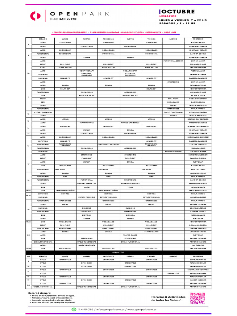 Fitness Class Schedule | PDF | Physical Exercise | Physical Fitness