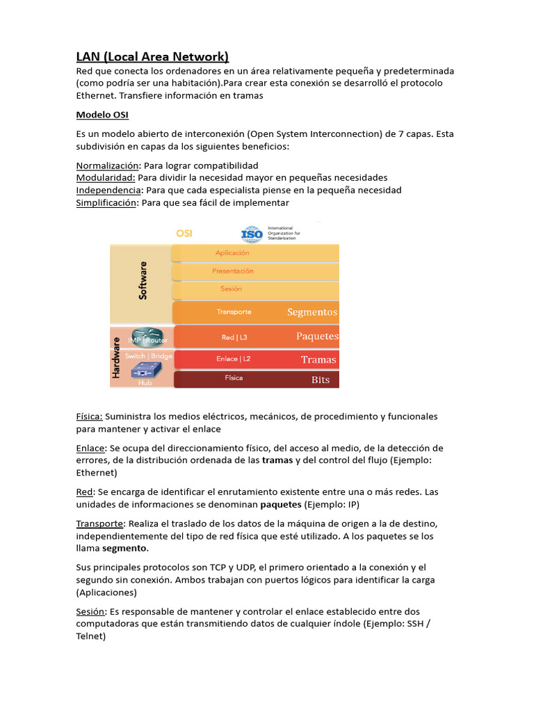 Guía de Redes LAN y Protocolos OSI | PDF | Protocolos de internet ...