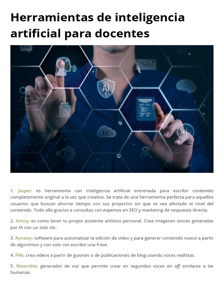Herramientas de Inteligencia Artificial para Docentes - 20240227 ...