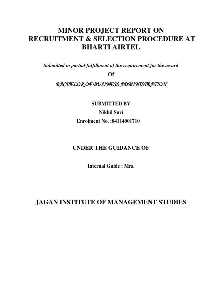 Recruitment & Selection at Bharti Airtel | PDF | Career & Growth | Business