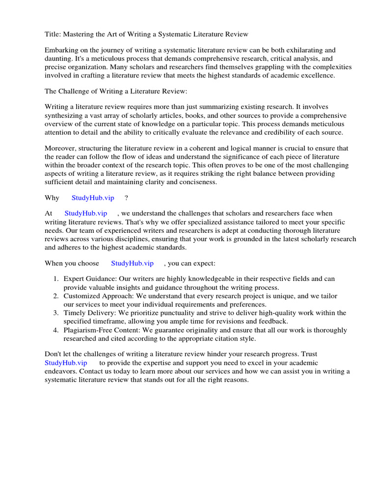 How to write a systematic literature review book pdf systematic