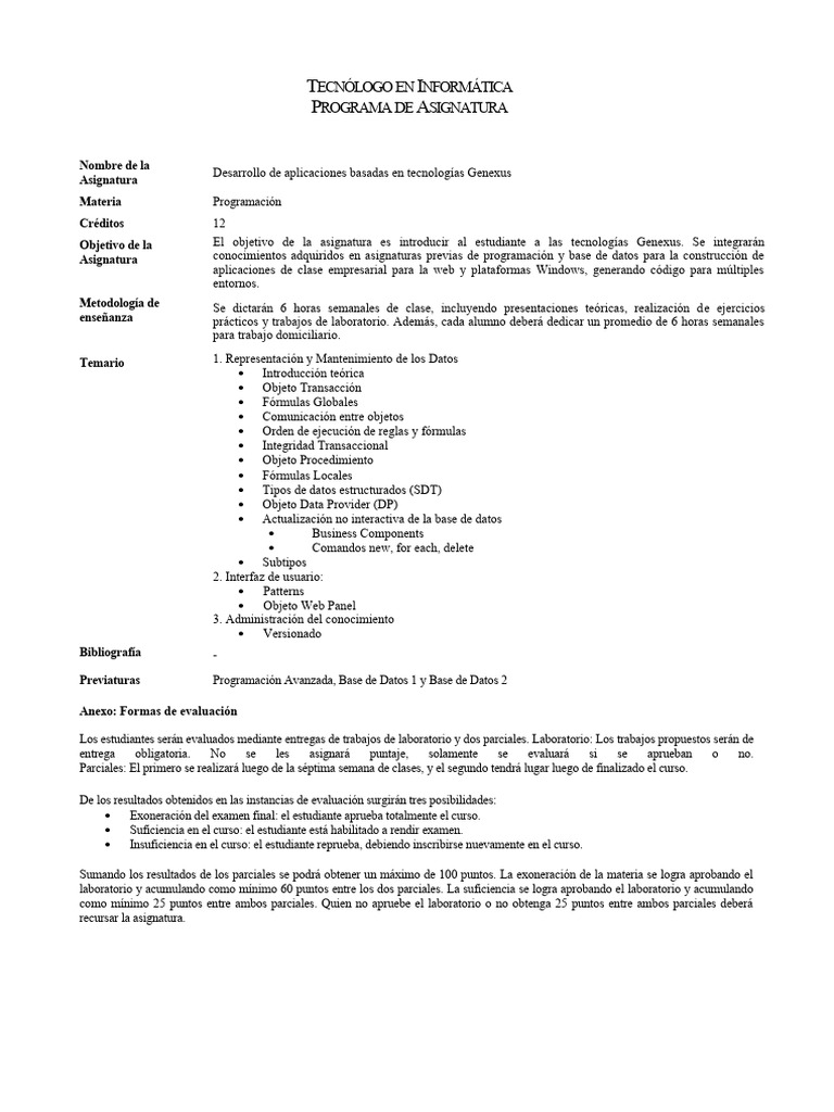 Prog genexus pdf bases de datos laboratorios