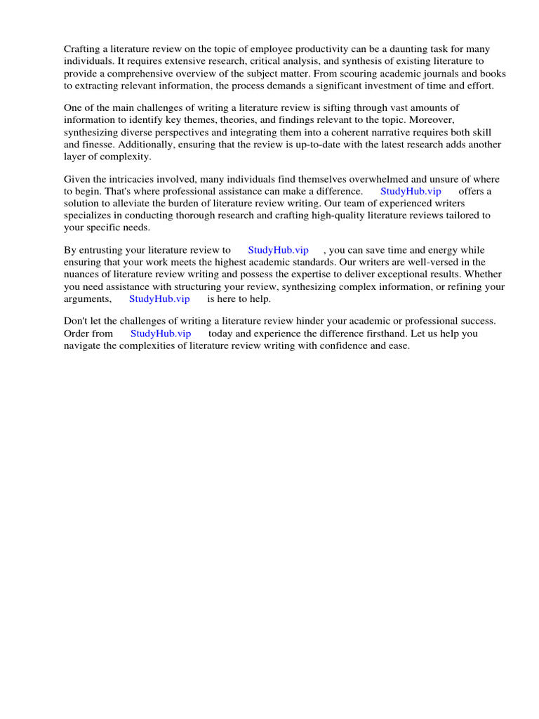 Literature Review Employee Productivity | PDF image.