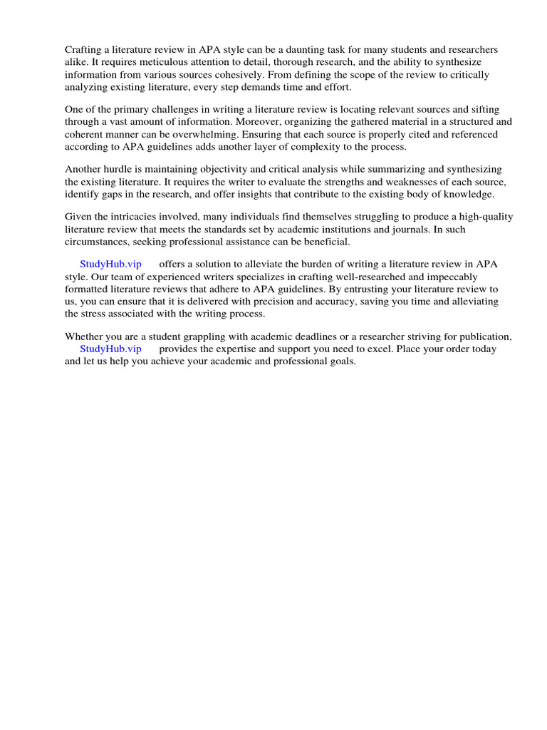 Examples of Literature Review Apa Style | PDF | Citation | Literature ...