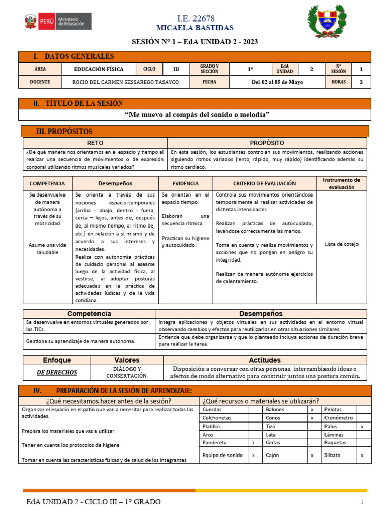 Sesión 1 Eda 2 Micaela | PDF | Ritmo | Melodía