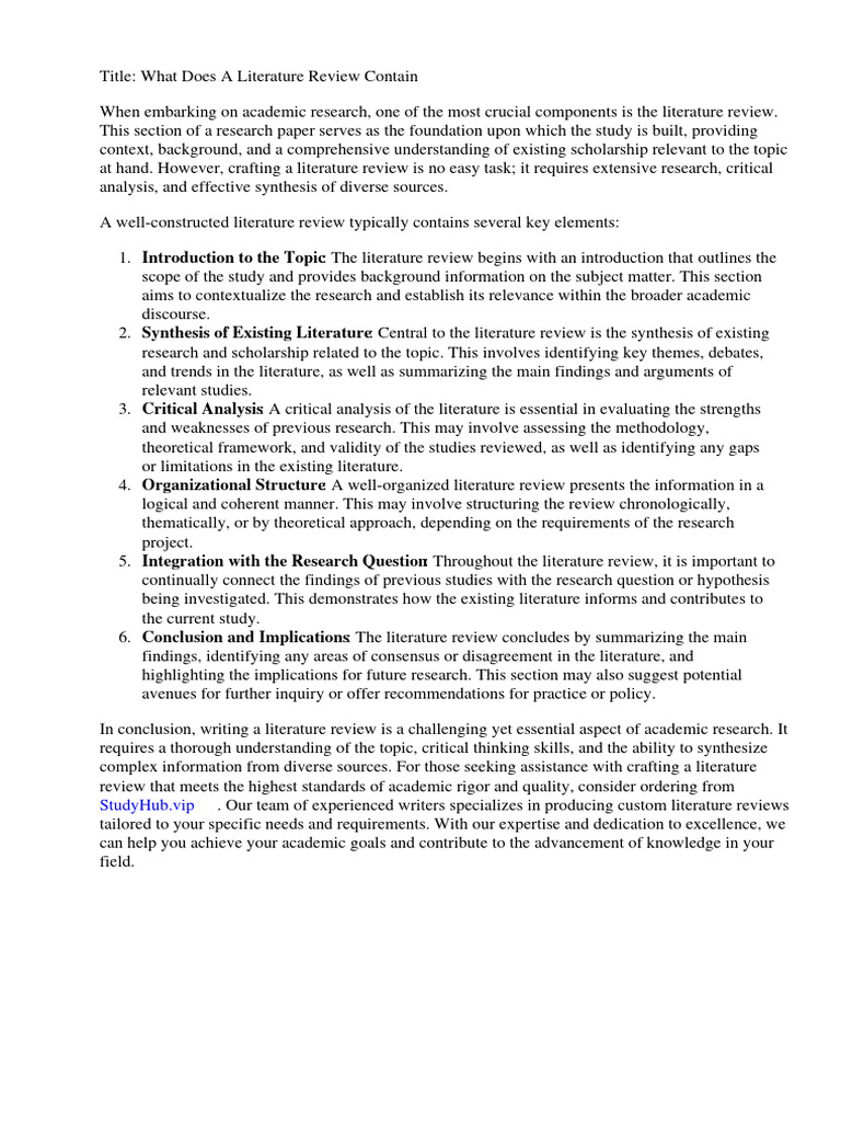 WHAT SHOULD BE INCLUDED IN THE LITERATURE REVIEW SECTION OF A RESEARCH PAPER visual data 3