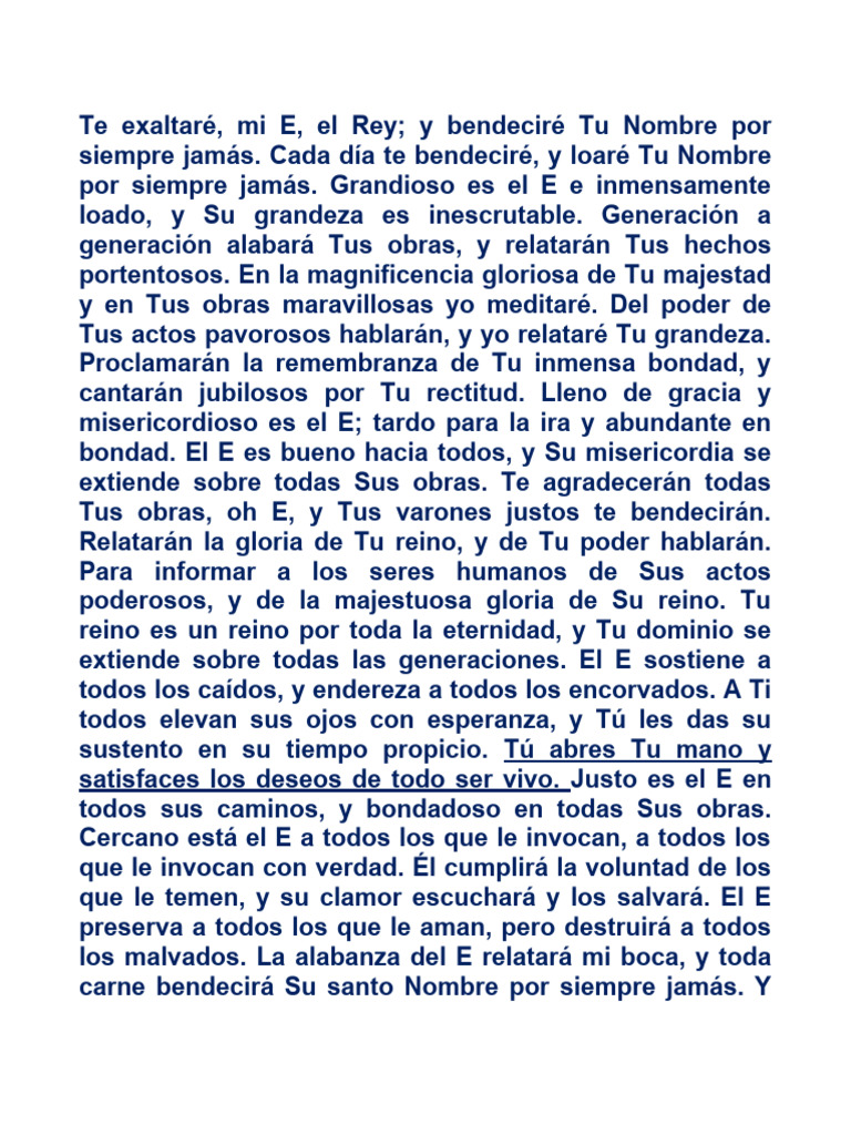 Salmo 145: Alabanza y Gratitud | PDF