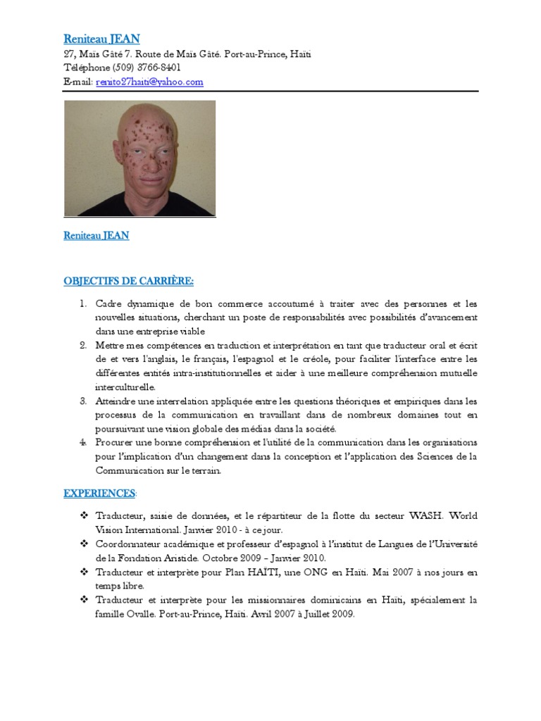 CV de Traducteur et Interprète Multilingue | PDF | Haïti | Traductions