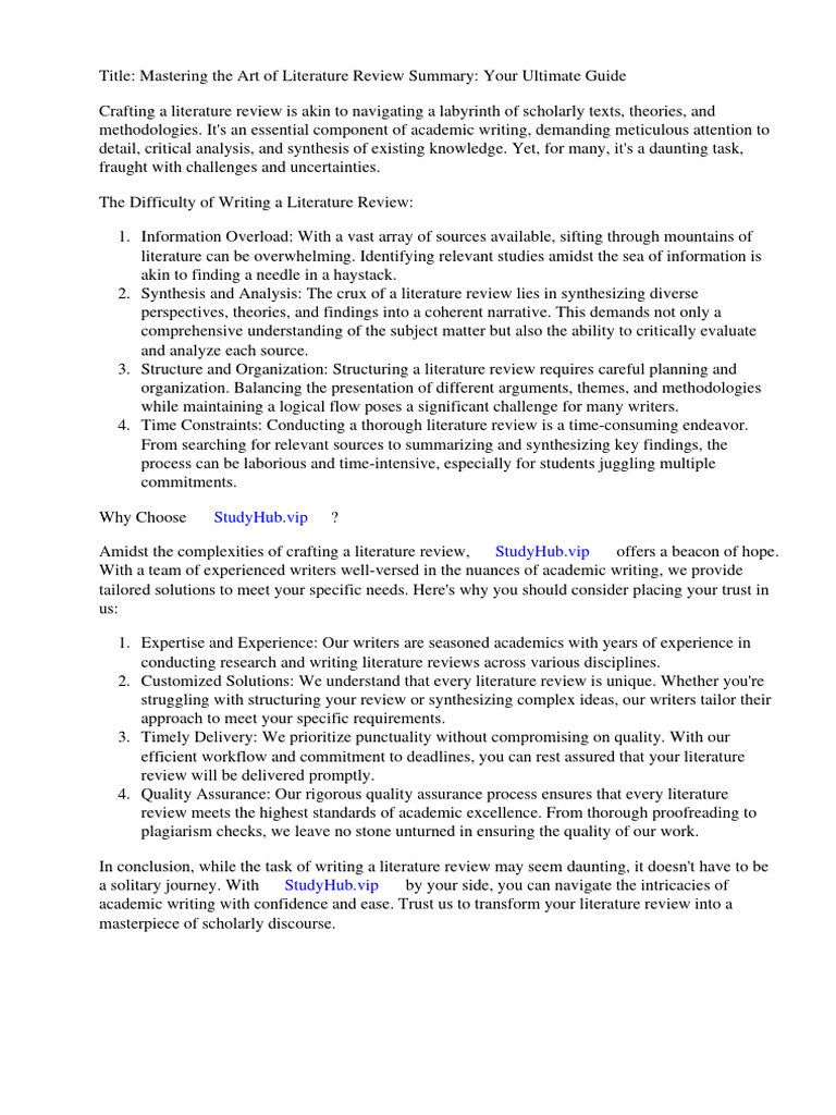 Literature Review Summary Tool