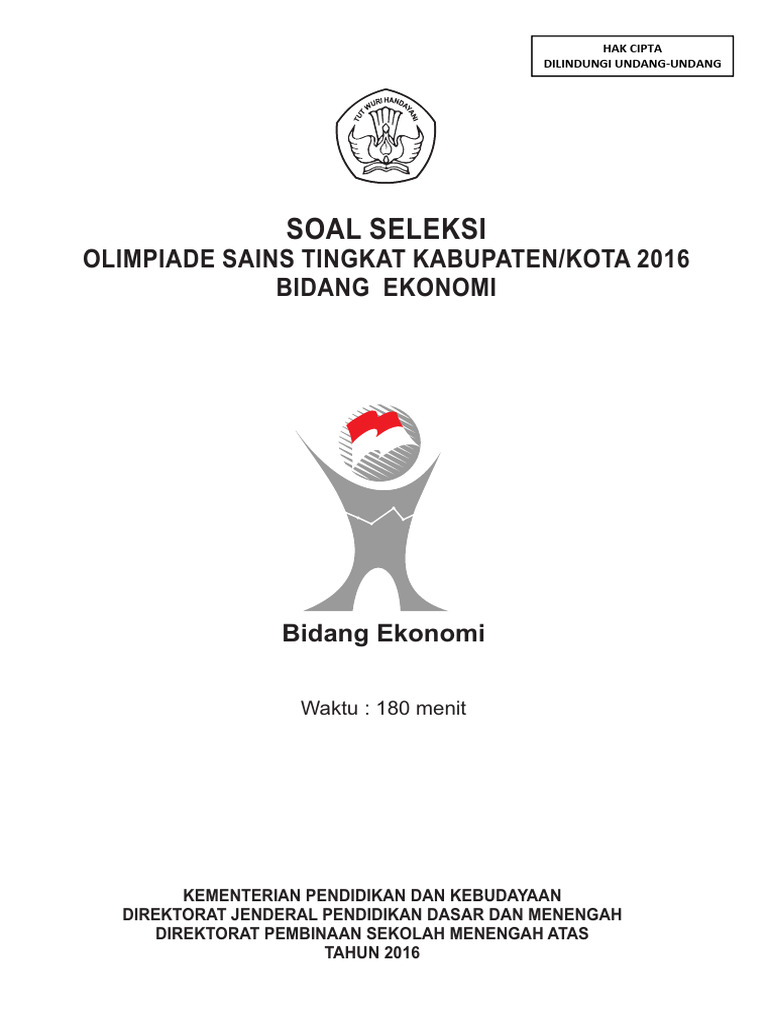 Soal Olimpiade Sains Ekonomi 2016 | PDF | Demand | Economies