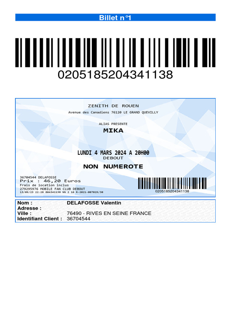 Billets pour le concert de Mika | PDF
