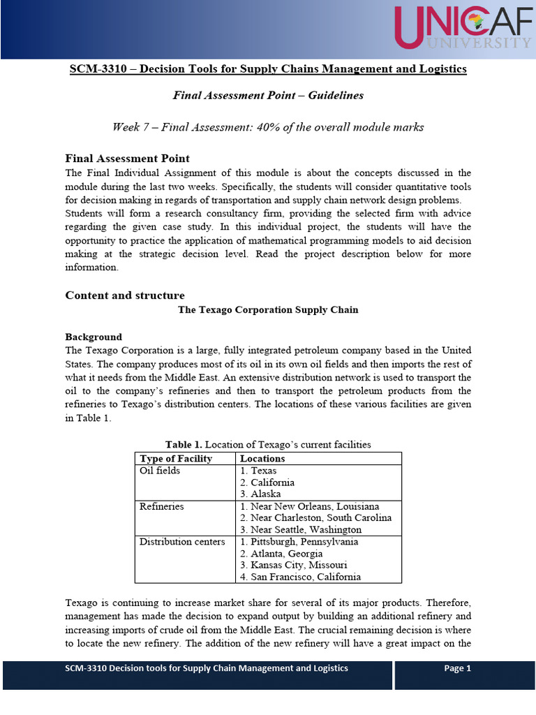 Texago Supply Chain Decision Tools | PDF | Oil Refinery | Petroleum