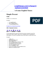 Table of Some English Tenses Simple Present: Mplepresent - HTML