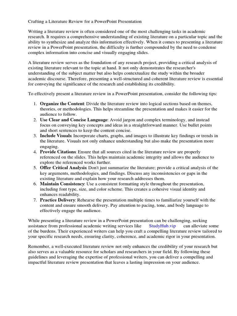 How to present literature review in powerpoint presentation pdf