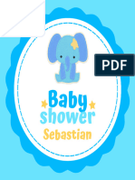 Sticker Circular Baby Shower Niño Ilustrado Azul