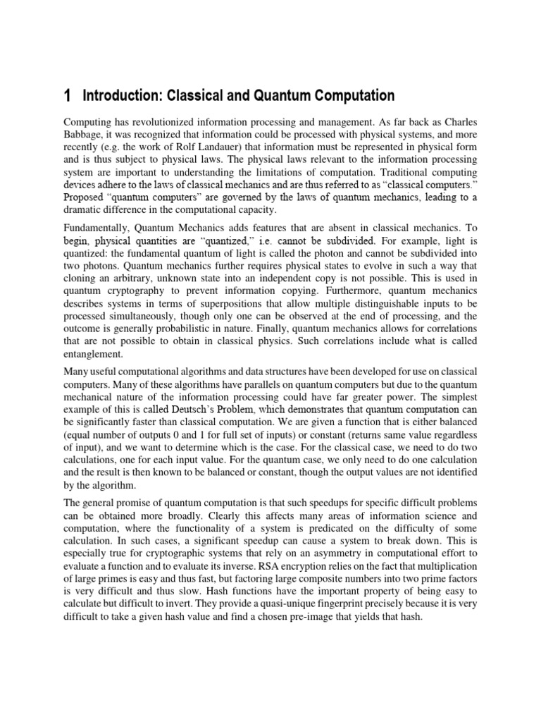 Classical vs Quantum Computation Explained | PDF | Computers