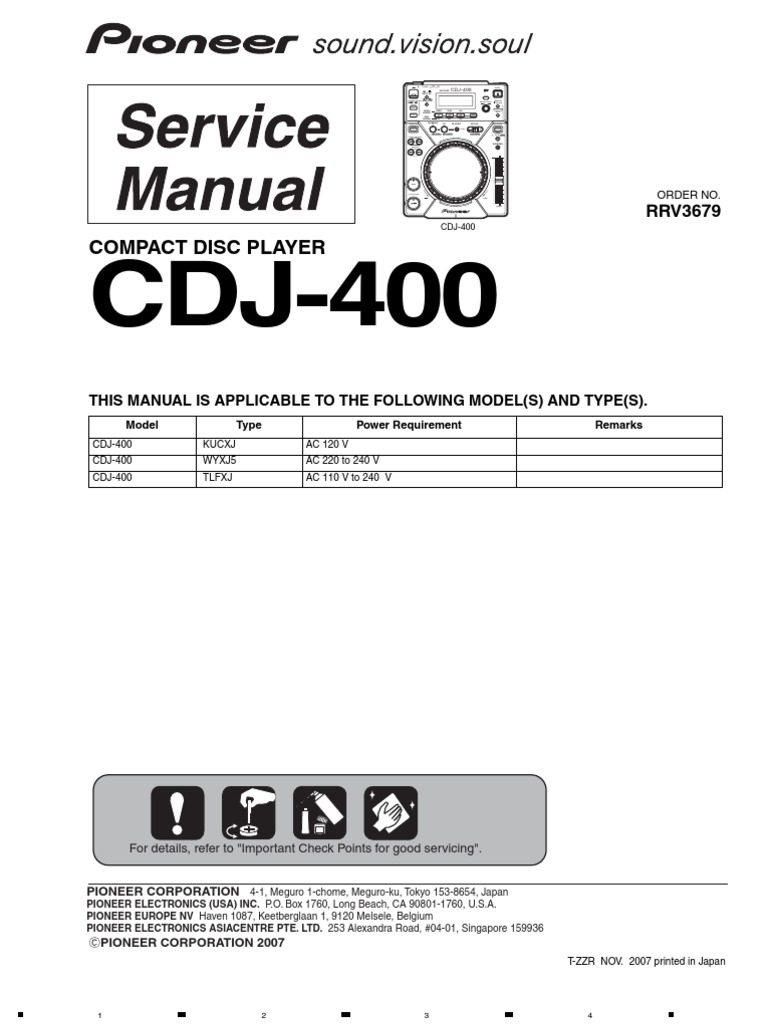 PIONEER CDJ 400 Service Manual | PDF | Compact Disc | Cd Rom