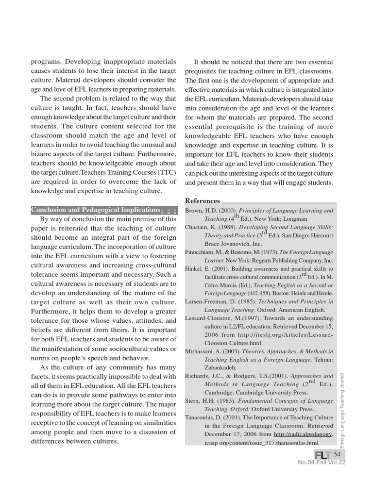 Integrating Culture in EFL Education | PDF | English As A Second Or ...
