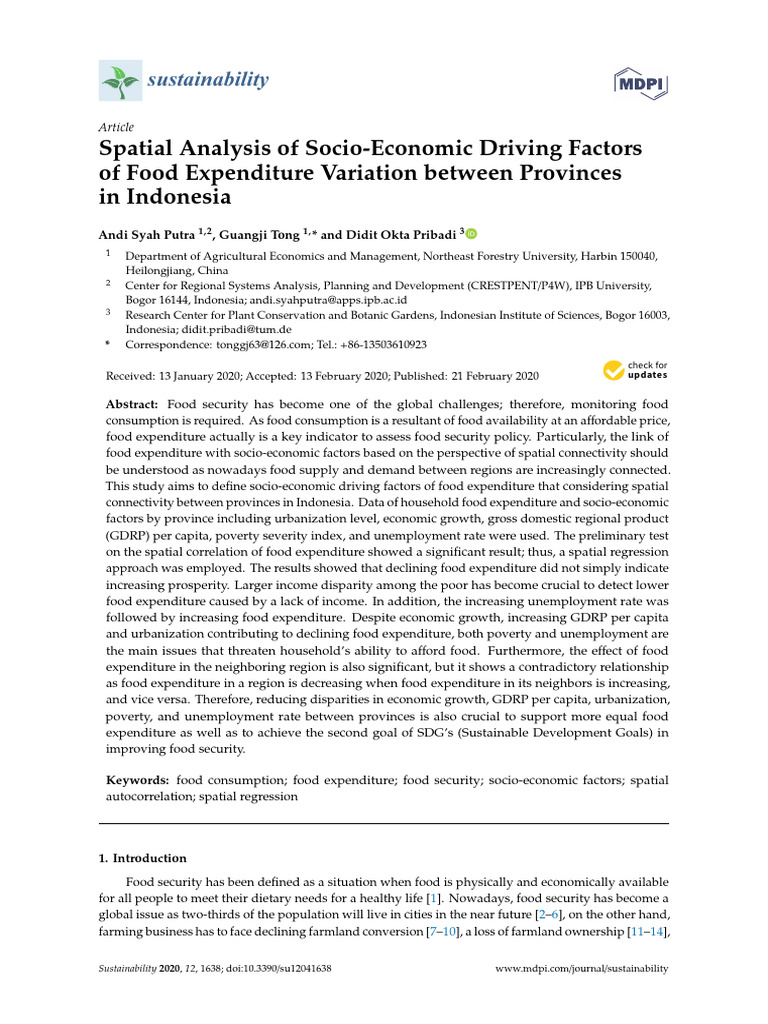 Socio-Economic Factors in Food Expenditure | PDF | Food Security ...