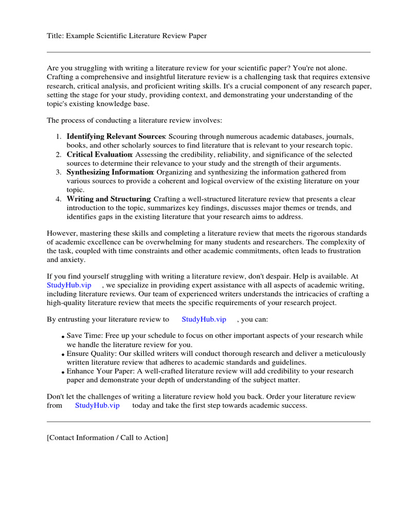Example Scientific Literature Review Paper | PDF | Critical Thinking ...