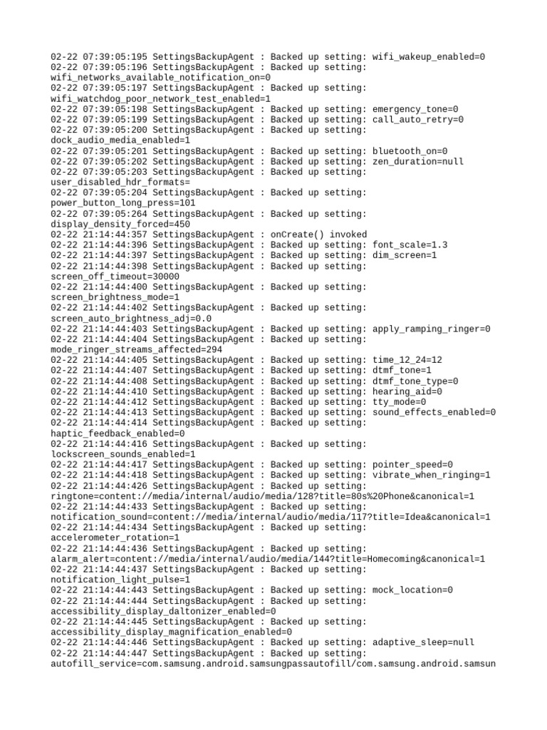 Backup Settings Log Analysis | PDF