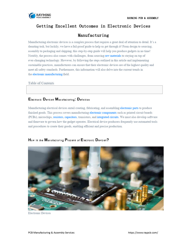 Getting Excellent in Electronic Devices Manufacturing PDF