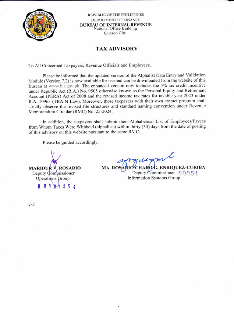Tax advisory alphalist data entry and validation module version 7 2 pdf