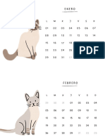 Calendario de Pared 2024 de Enero A Diciembre Gatos Blanco