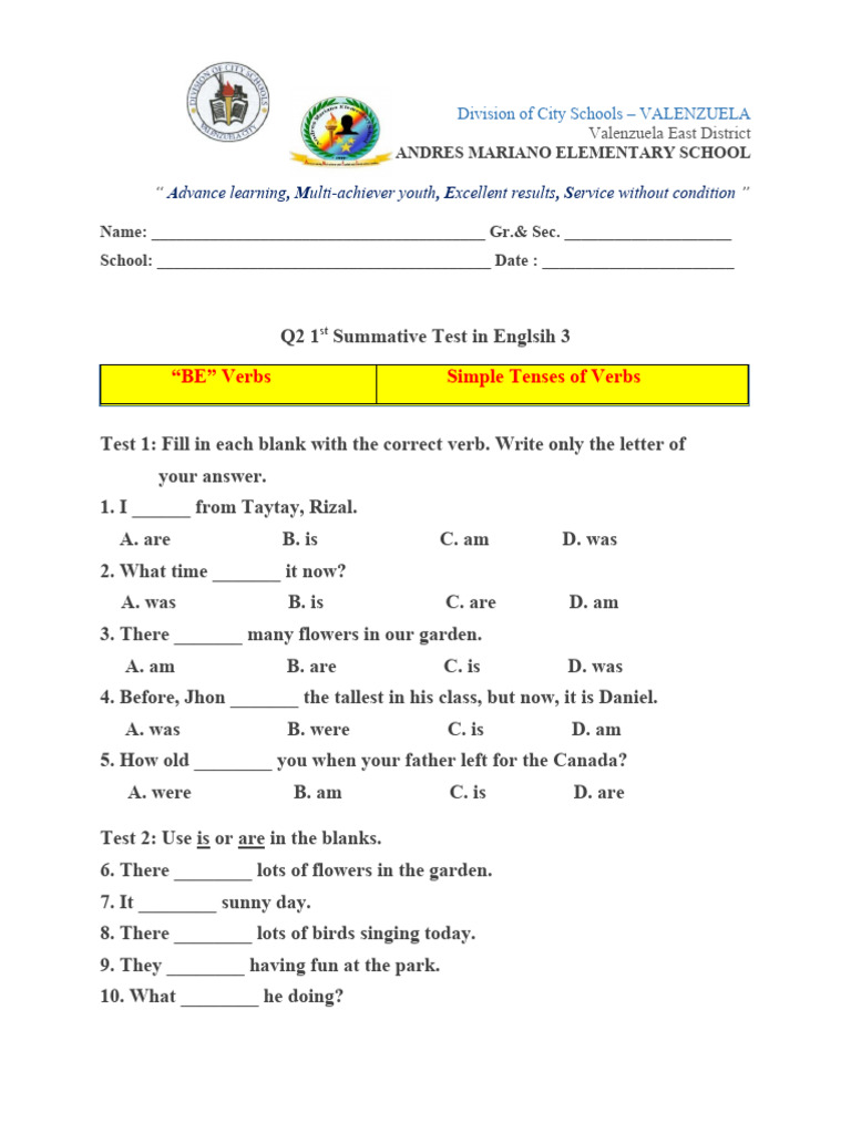 Q2 English 3 Summative Test 1 4 | PDF