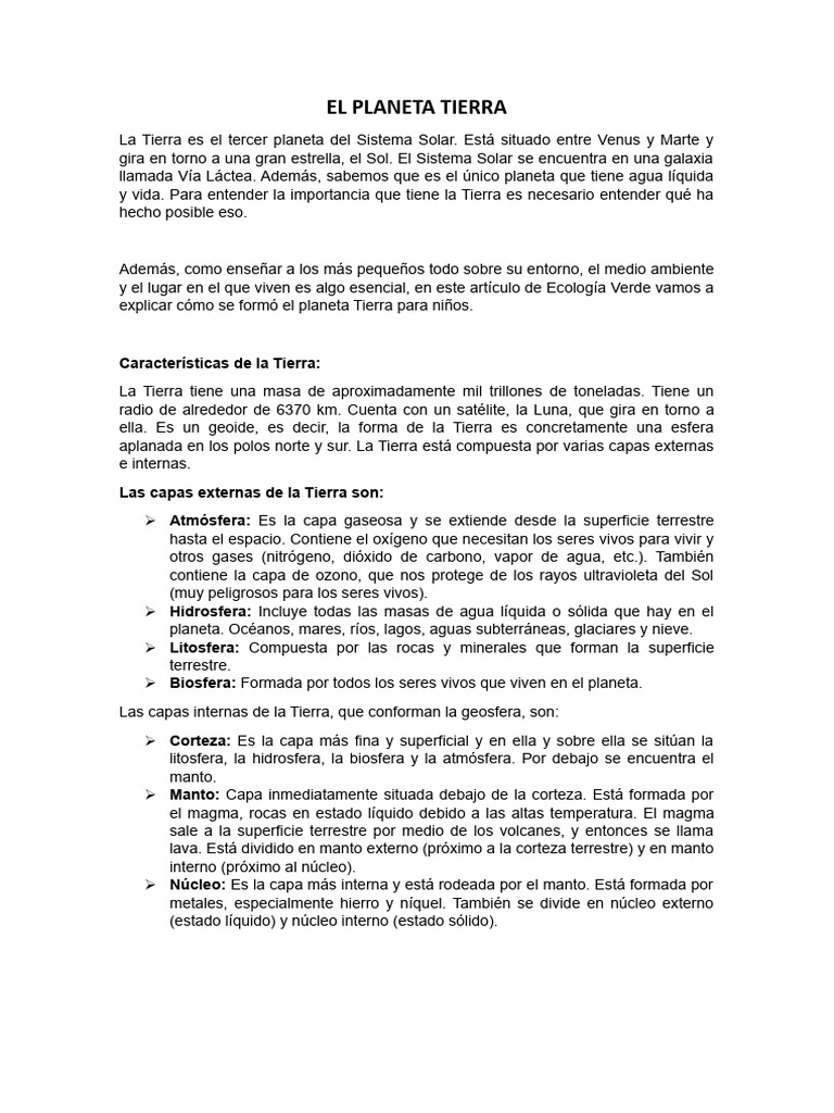 El Planeta Tierra | PDF | Tierra | Roca (geología)