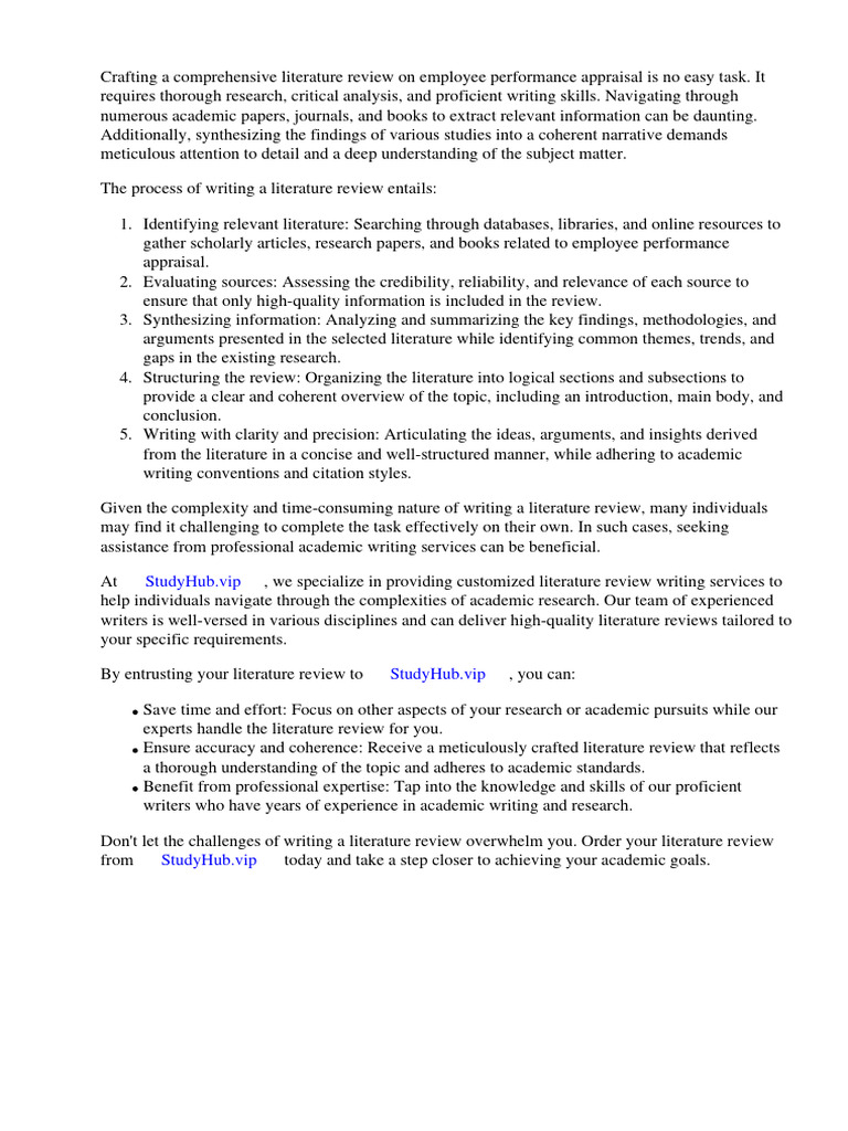 Literature Review Employee Performance Appraisal | PDF | Performance ...