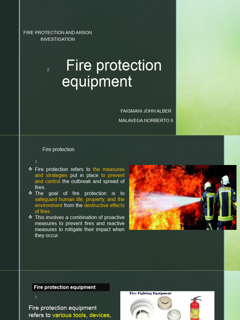 Fire Protection Equipment Overview | PDF | Firefighting | Fires