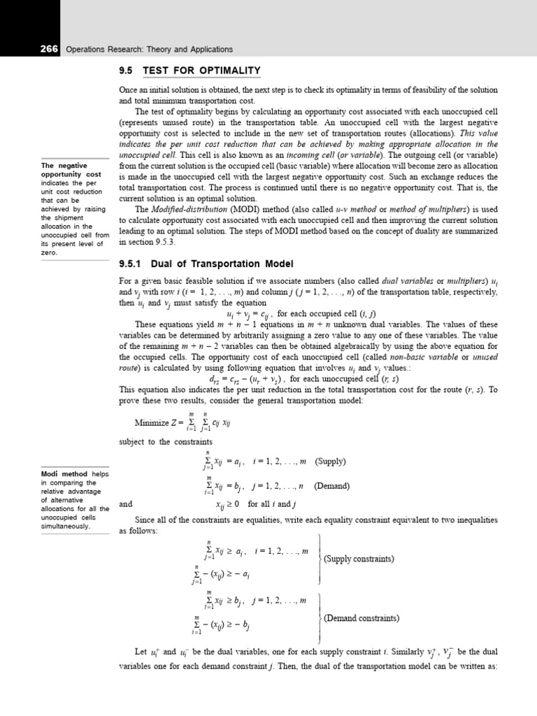 Optimality Test in Transportation Models | PDF | Mathematical ...