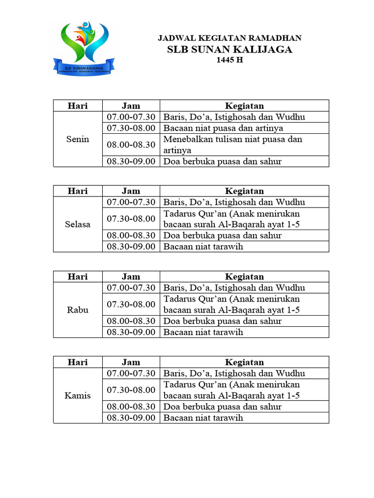 Jadwal Ramadhan Pdf