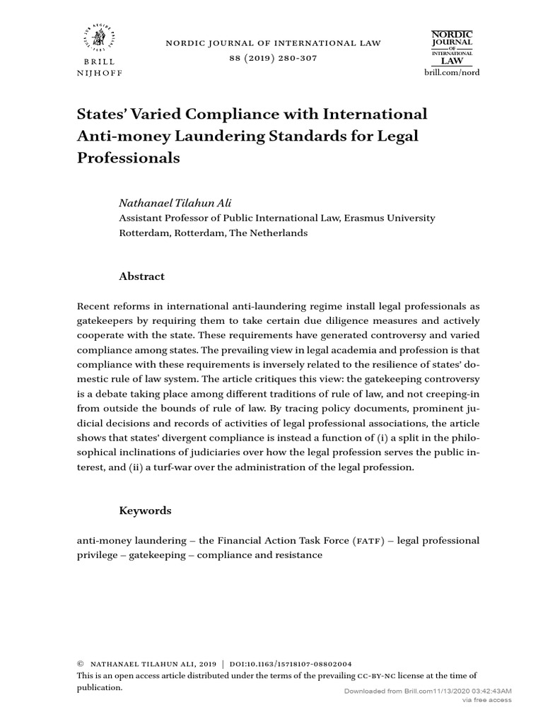 Varied Compliance With International Anti Money Laundering Standards