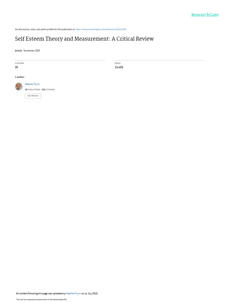 Self Esteem Critical Review Download Free Pdf Self Esteem Gender