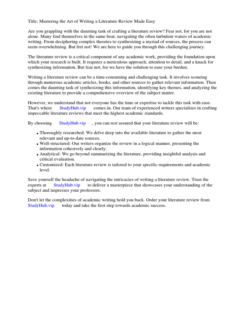 Writing Literature Review for Dummies PDF