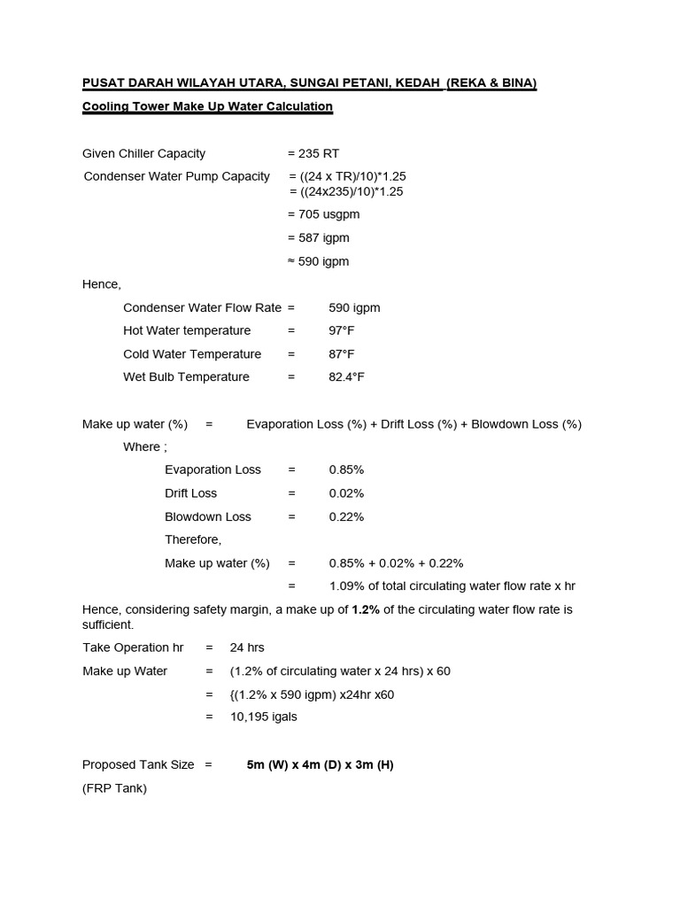 03 - Cooling Tower Make Up Water Calculation Rev.4 | PDF