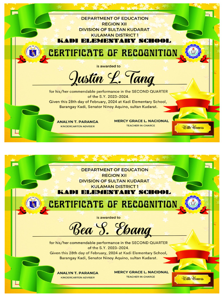 Honor Card 2023-24 | PDF