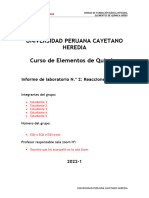 Práctica de Laboratorio #2 - Reacciones Químicas - Formato de Informe