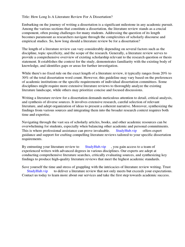 How Long Is A Literature Review For A Dissertation Download Free PDF Thesis Literature Review