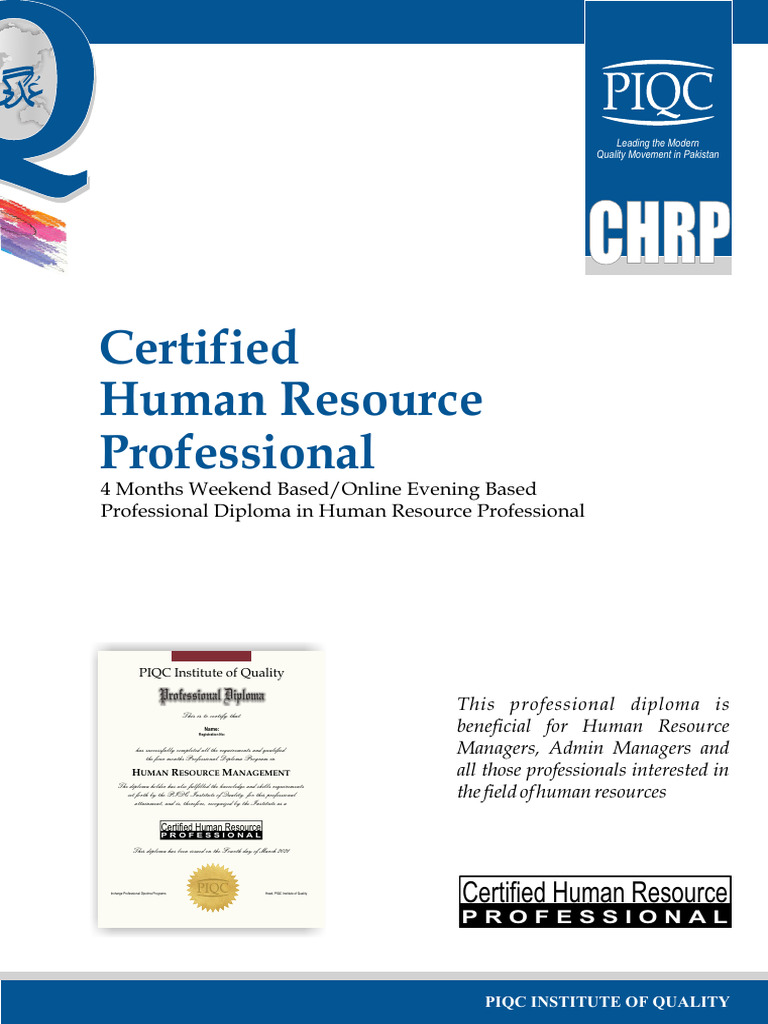 Certified Human Resource Professional Diploma | PDF | Human Resource ...