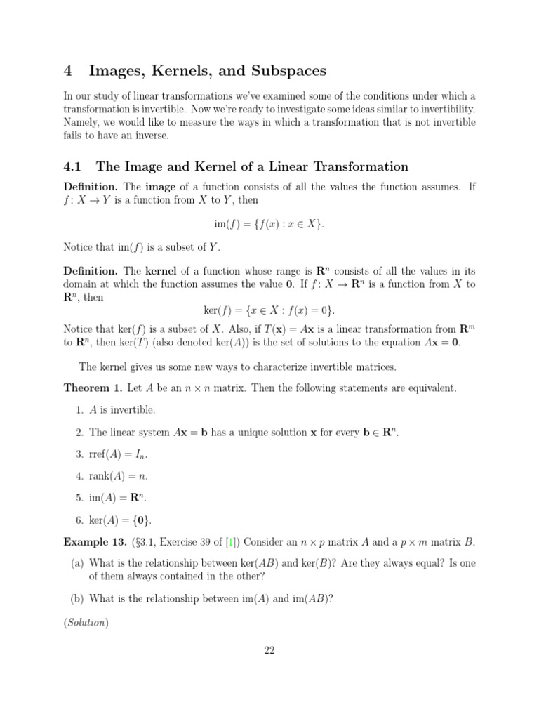 Image and Kernel of Linear Maps | PDF | Linear Subspace | Linear Map