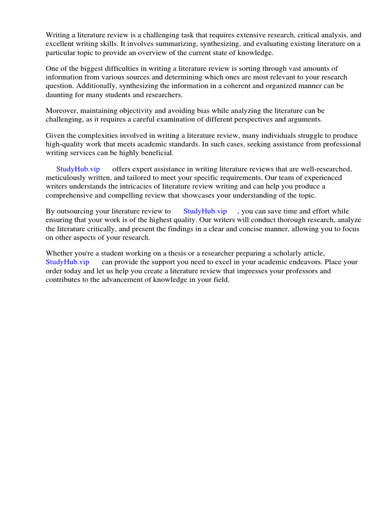 How To Write A Literature Review Summary
